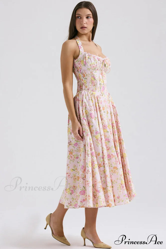 Adabella Cotton Stylish Halter Midi Sundress