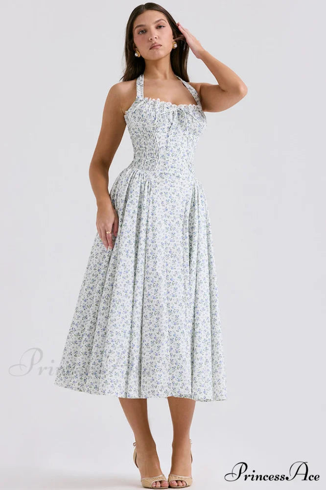 Adabella Cotton Stylish Halter Midi Sundress
