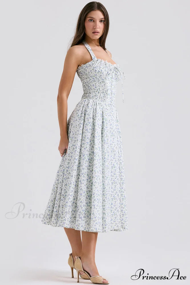 Adabella Cotton Stylish Halter Midi Sundress