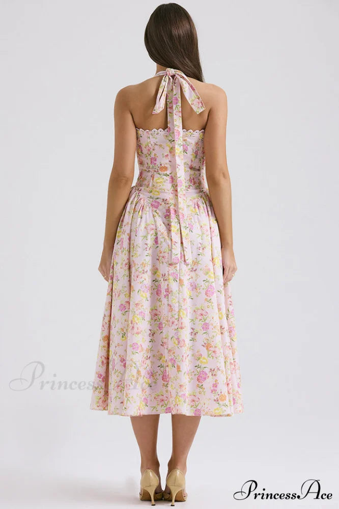 Adabella Cotton Stylish Halter Midi Sundress