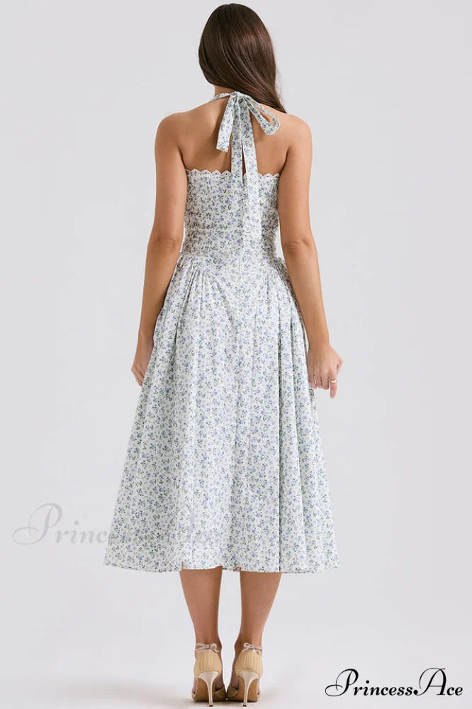 Adabella Cotton Stylish Halter Midi Sundress