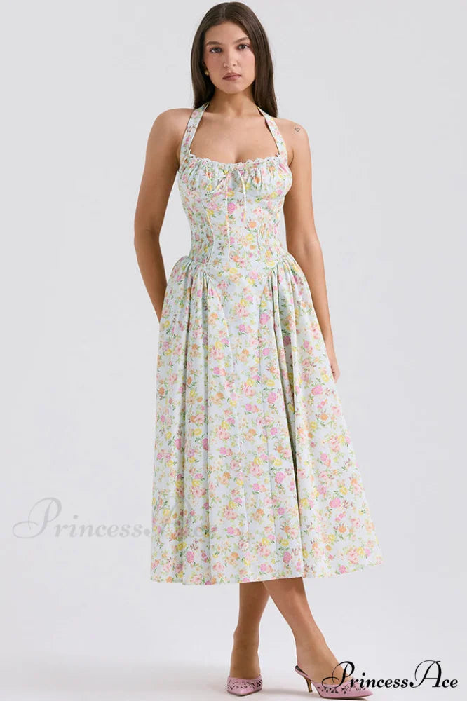 Adabella Cotton Stylish Halter Midi Sundress