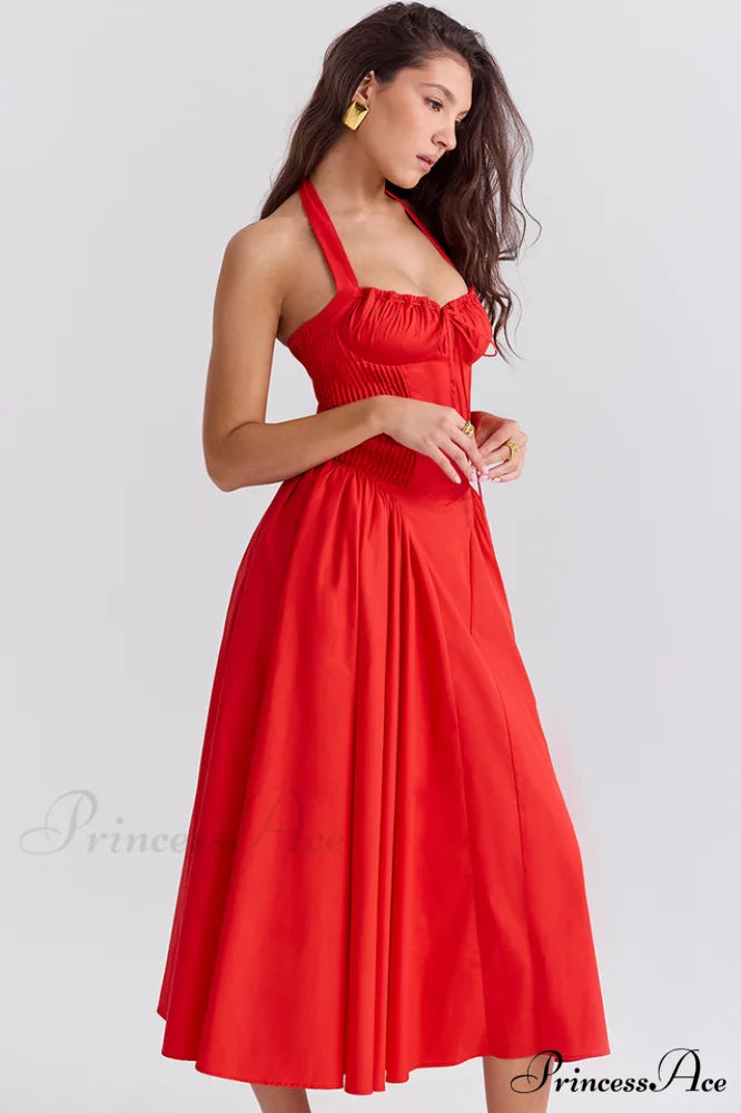 Adabella Cotton Stylish Halter Midi Sundress