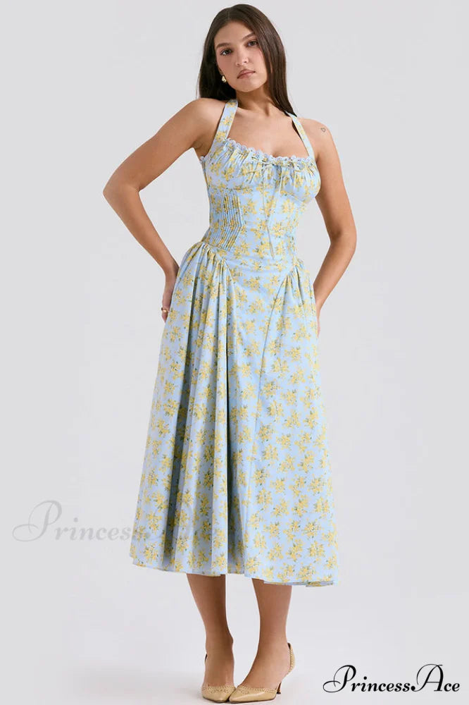 Adabella Cotton Stylish Halter Midi Sundress