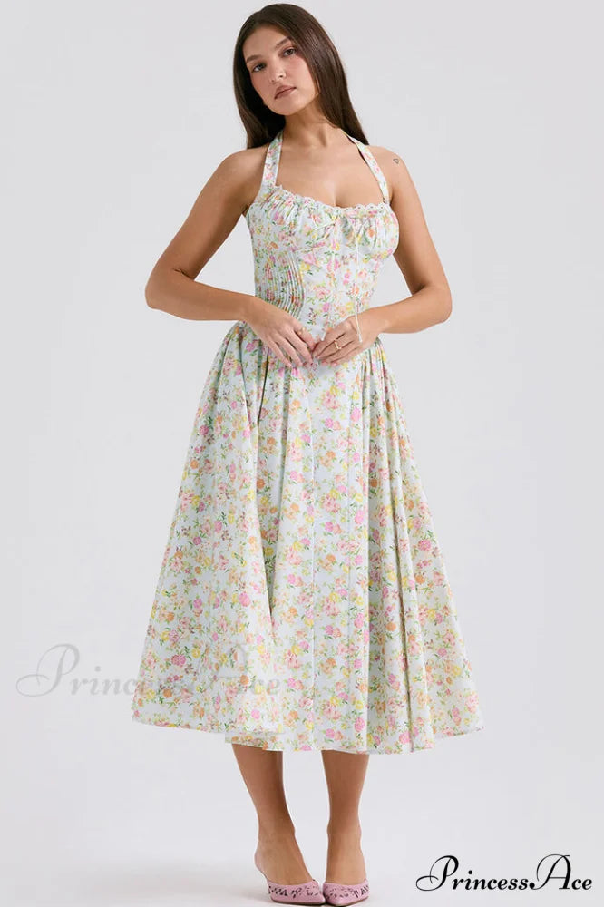 Adabella Cotton Stylish Halter Midi Sundress XS / 1#