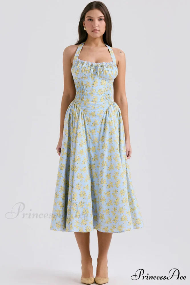 Adabella Cotton Stylish Halter Midi Sundress XS / 5#