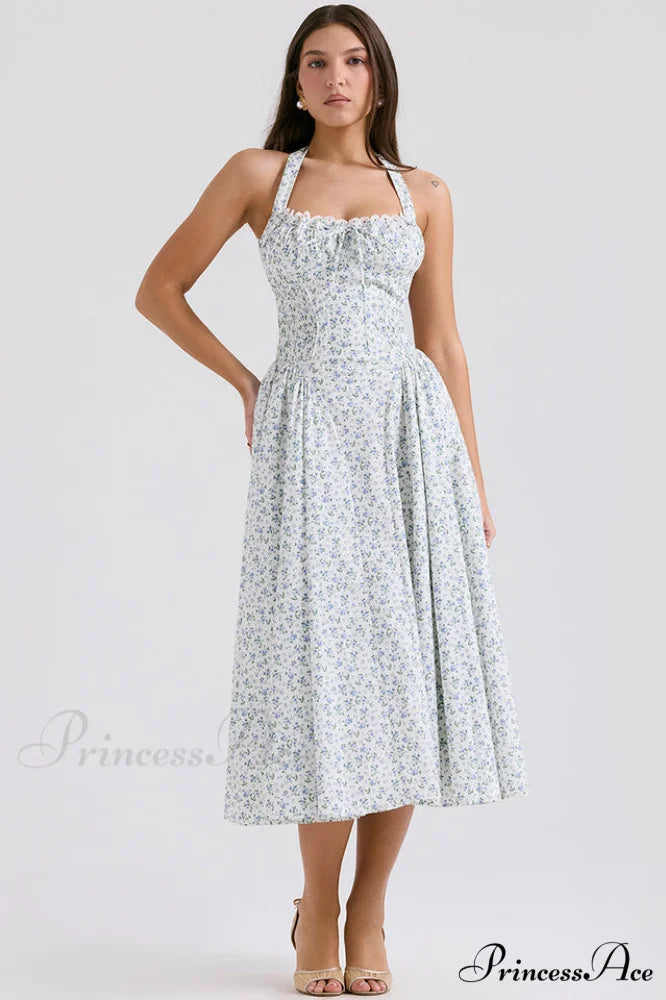 Adabella Cotton Stylish Halter Midi Sundress XS / 6#