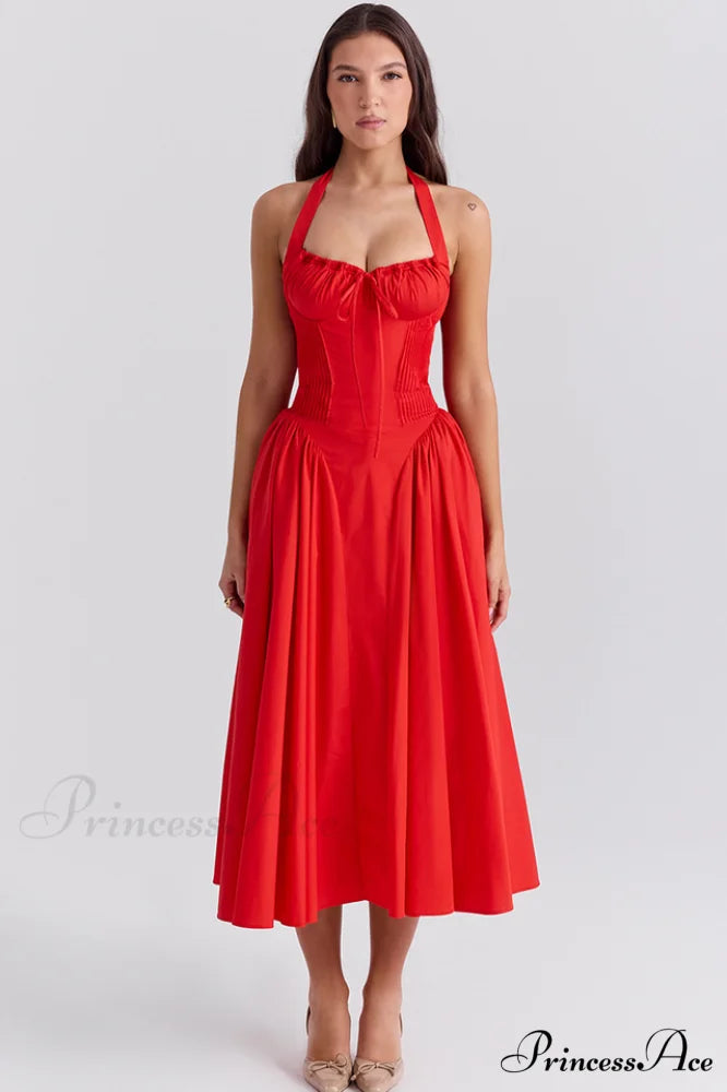 Adabella Cotton Stylish Halter Midi Sundress XS / 7#