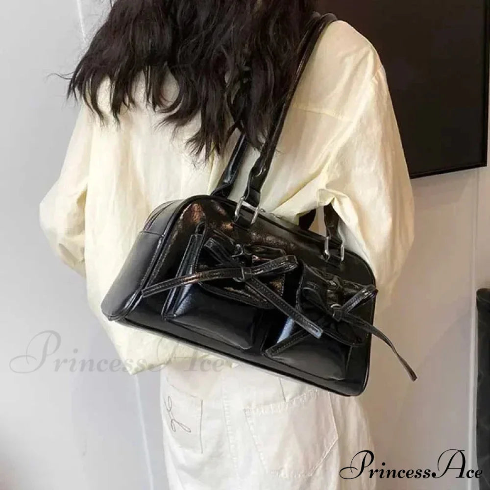 Adorable Bow Tie Synthetic Leather Underarm Shoulder Bag shoulder-250126