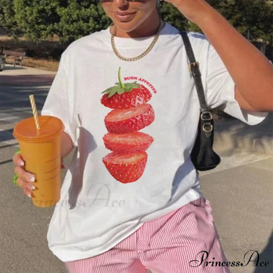 Adorable Strawberry Edgy Fruit T-shirt WHITE / S t-shirt-250223