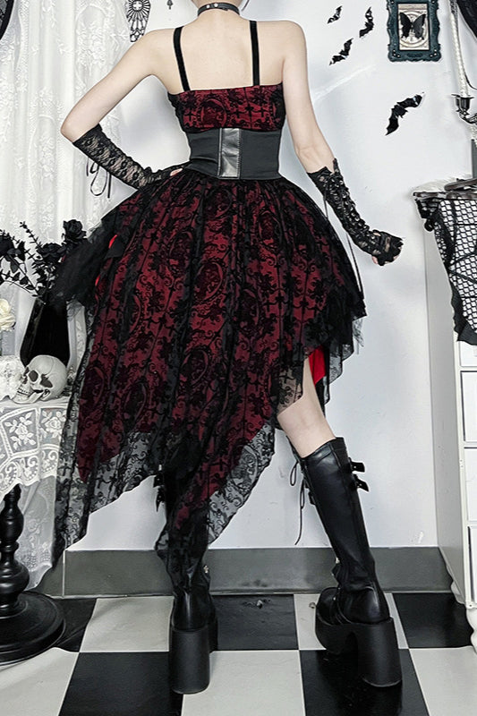 Spliced Strap Gothic Dress