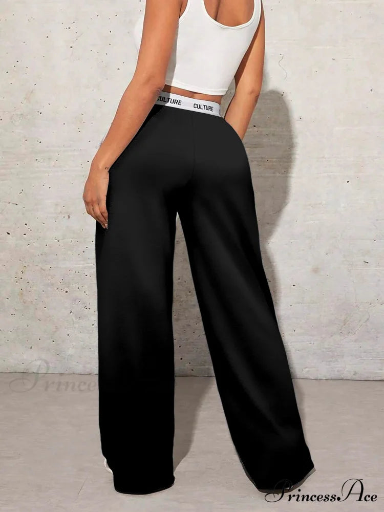 Affection Print Informal Broad Leg Trousers pants-241228