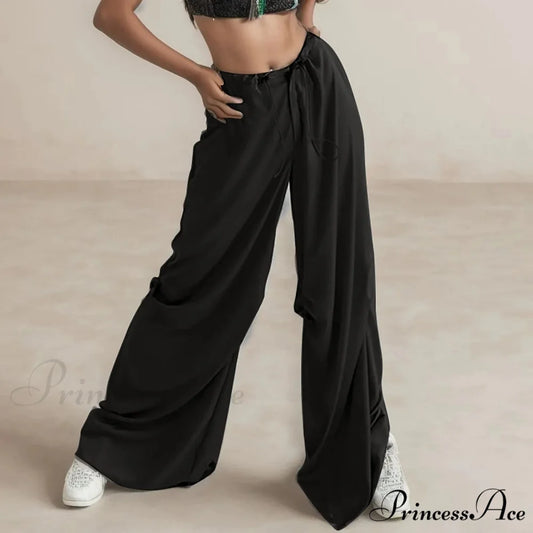 Airy Chiffon Culotte Broad Trousers Black / S pants-241228