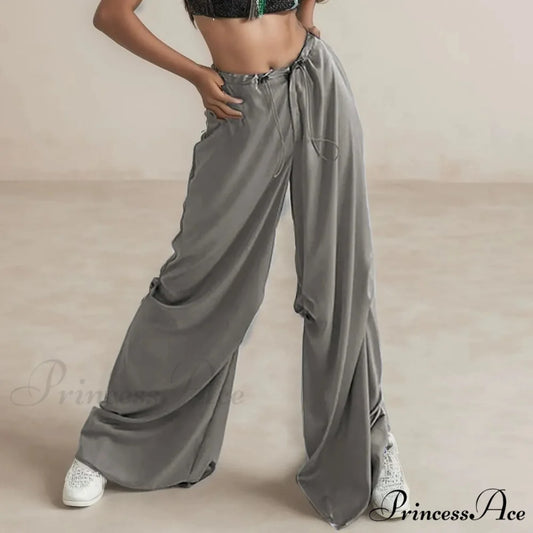 Airy Chiffon Culotte Broad Trousers Grey / S pants-241228