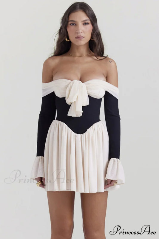 Alana Black & Charming Cream Off Shoulder Dress XS / Black & Cream