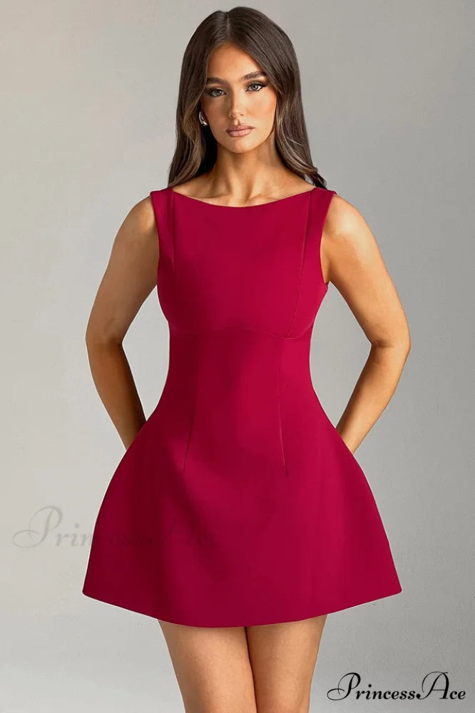 Alana Elegant Mini Dress M / Wine