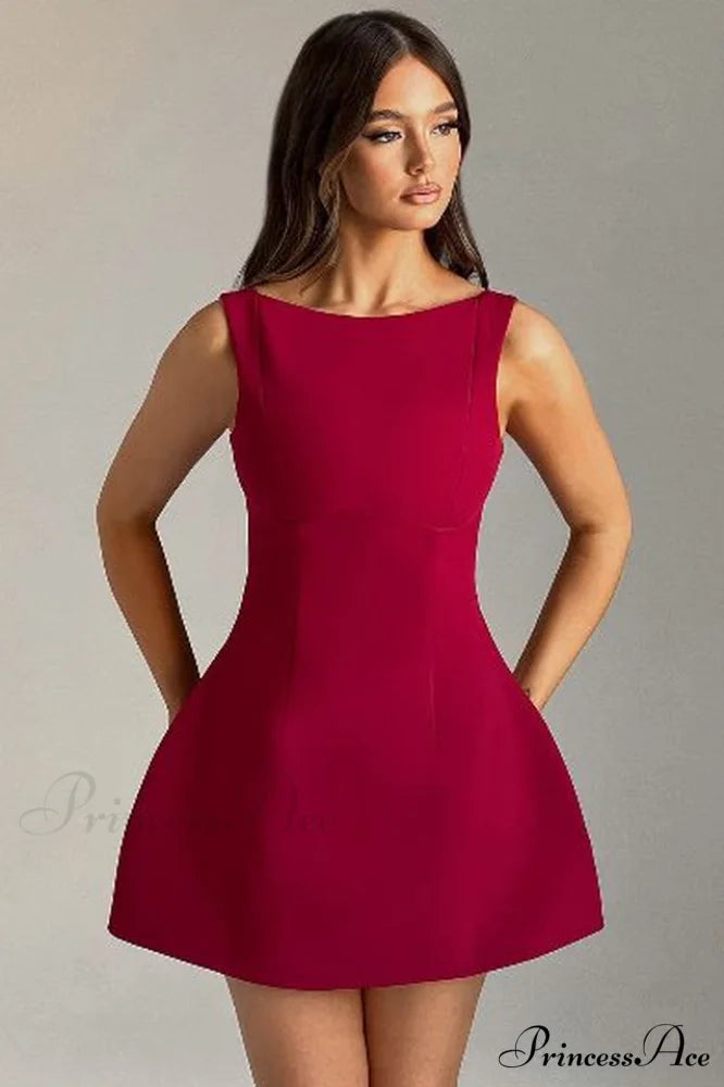 Alana Elegant Mini Dress S / Wine