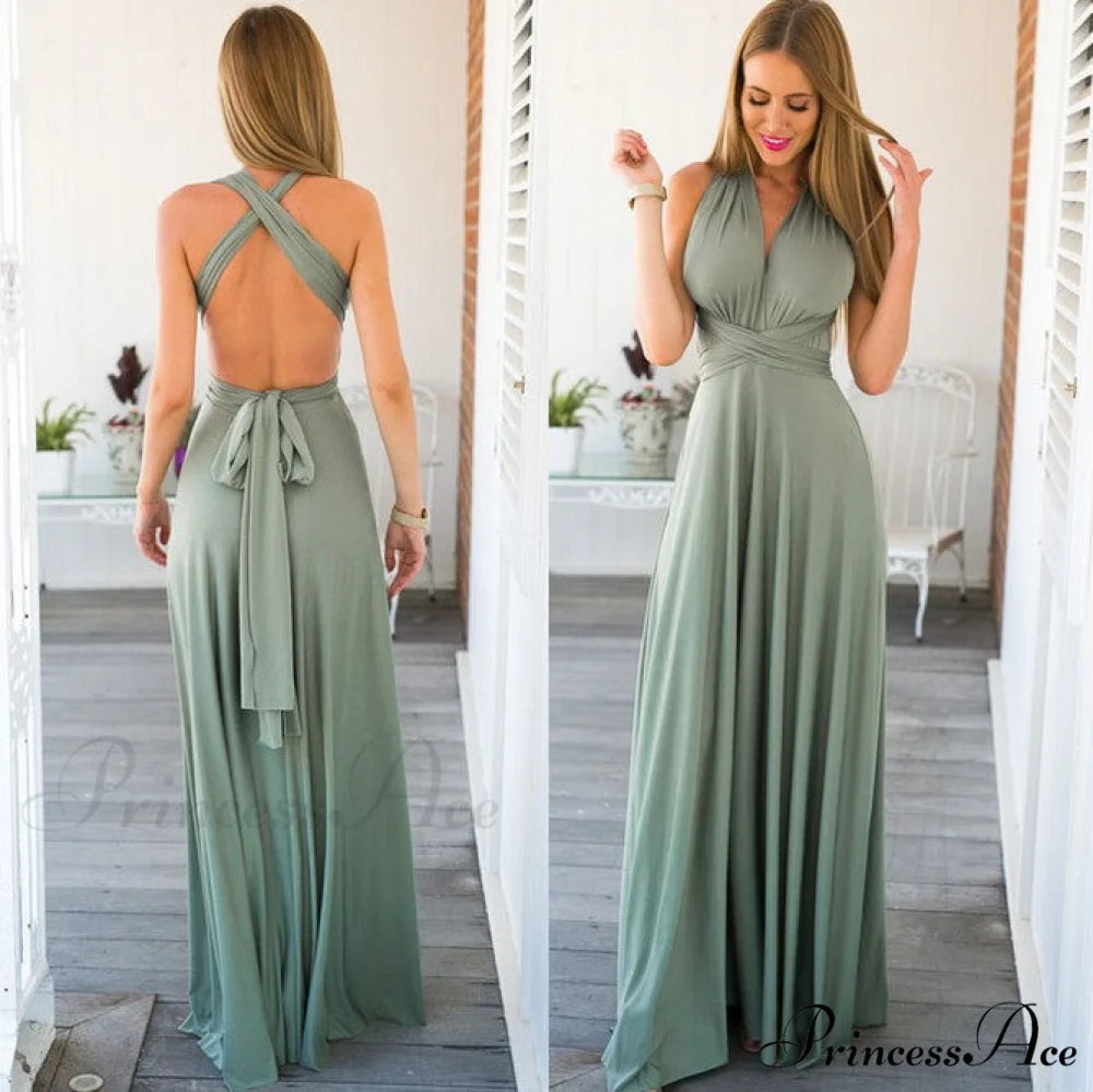Alexandra Satin Lace Charming Back A-Line Dress Light Green / S