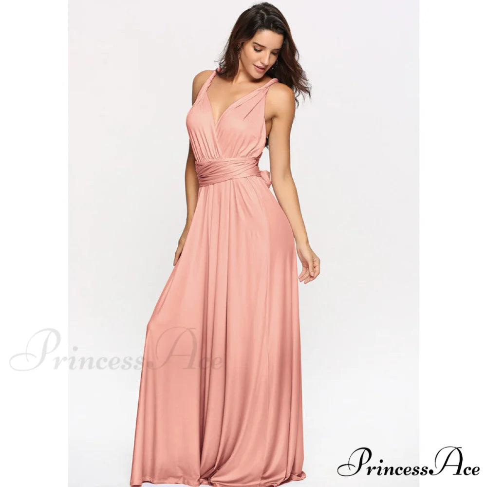 Alexandra Satin Lace Charming Back A-Line Dress Pink / S