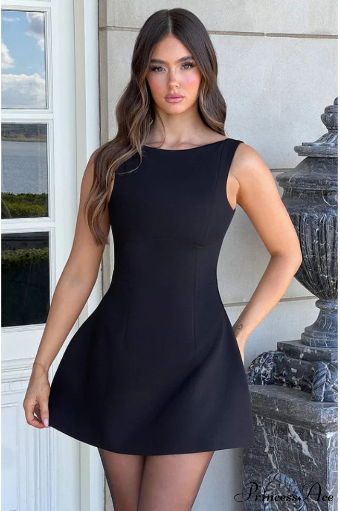 Alicia Elegant Mini Dress XS / Black