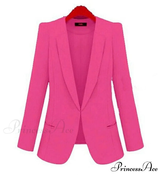 All-match Short Slim long-sleeve Blazer rose red / XS