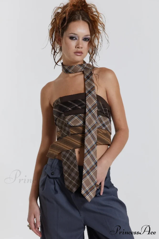 All Tied Up Charming Wrap Around Corset XS / Check Print