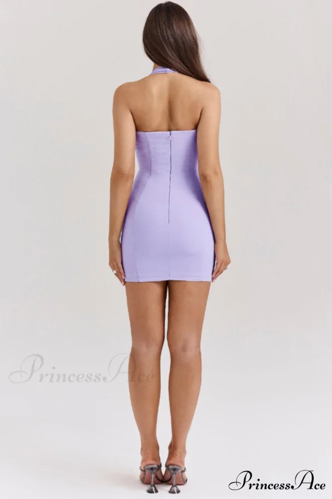 Alyssa Orchid Crepe Charming Plunge Mini Dress