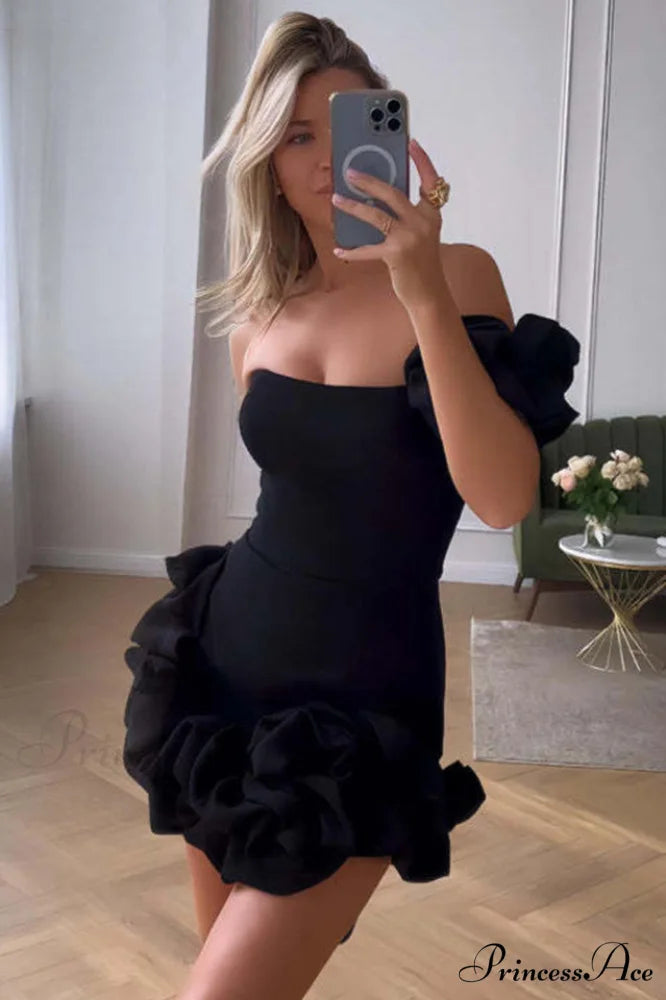 Alyssa Satin Stylish Mini Dress XS / Black