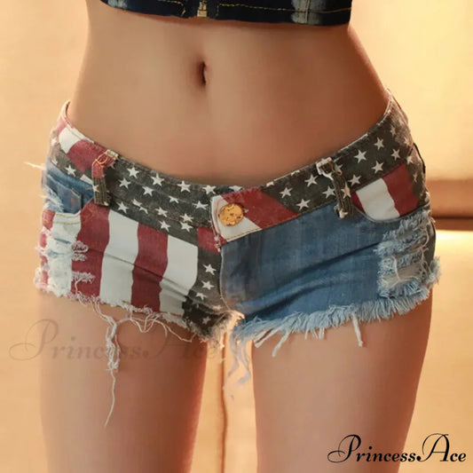 American Flag Printed Pole Dance Brief S short-250223