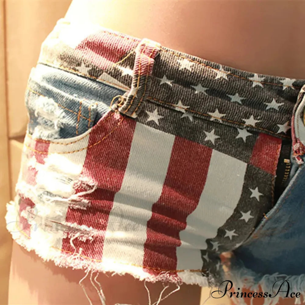American Flag Printed Pole Dance Brief short-250223