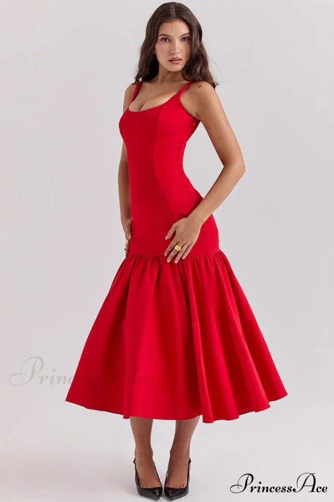 Amore Dropped Stylish Waist Midi Dress
