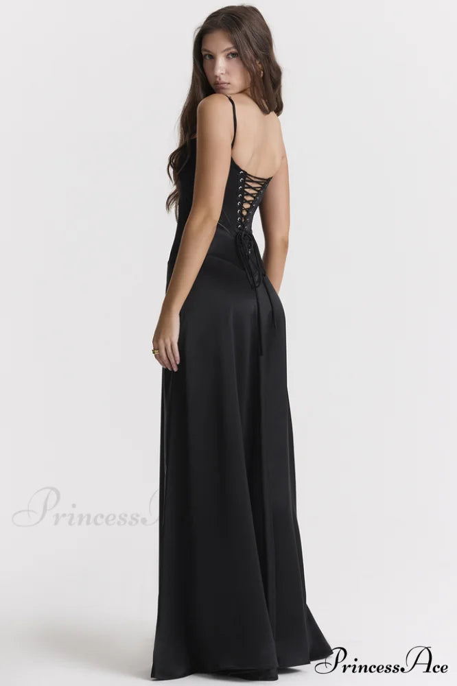 Anabella Black Lace Charming Up Maxi Dress