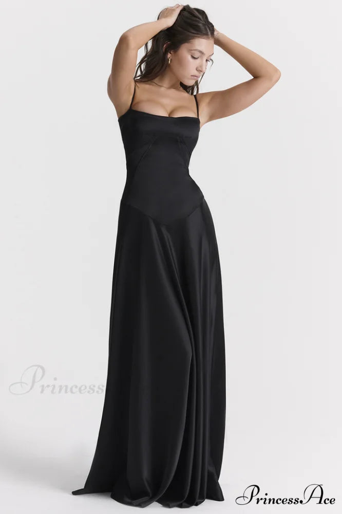 Anabella Black Lace Charming Up Maxi Dress