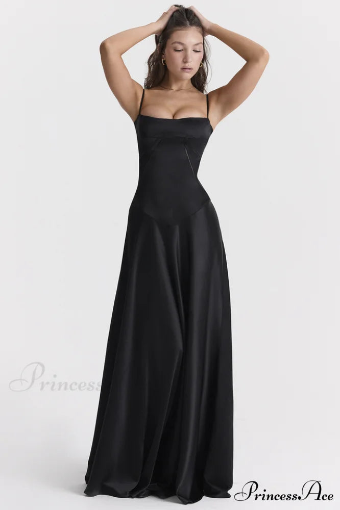 Anabella Black Lace Charming Up Maxi Dress