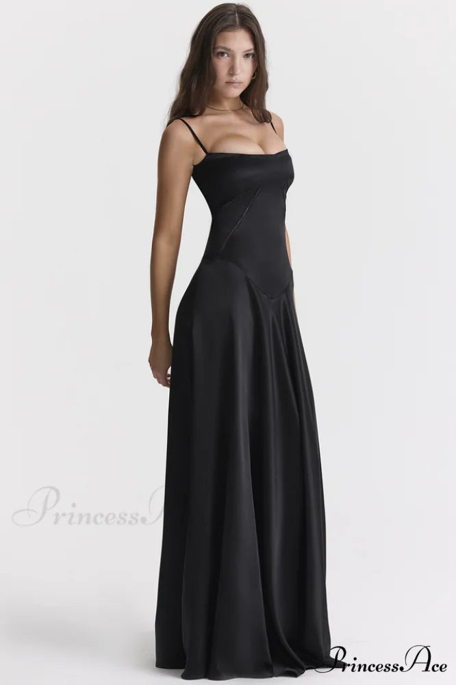 Anabella Black Lace Charming Up Maxi Dress