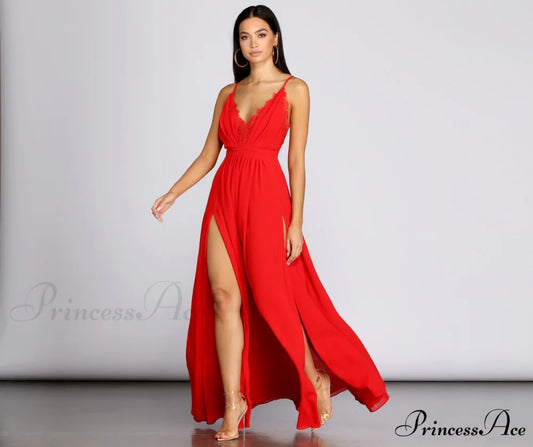 Angelique Formal High Charming Slit Lace Dress