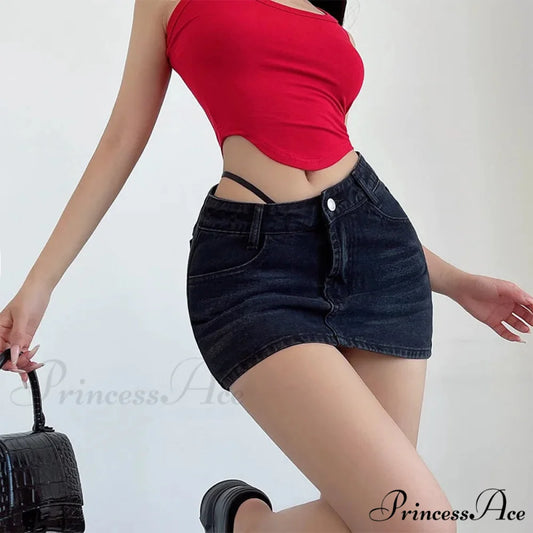 Angular Rope Unfinished Edge Skirt Black / S skirts-250223