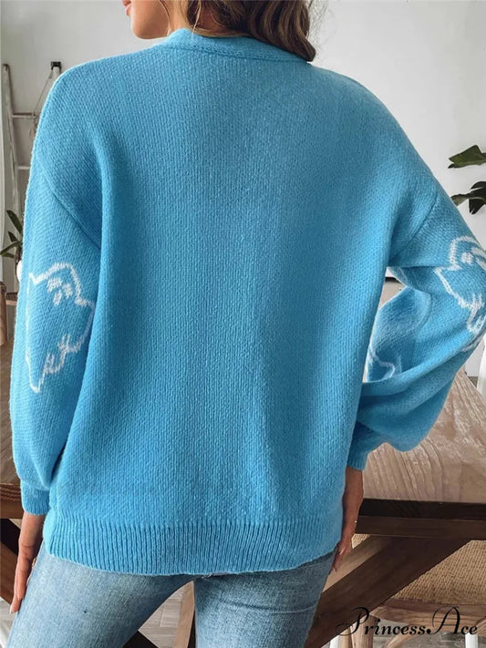 Animated Jacquard Halloween Button-up Cardigan cardigans-241228