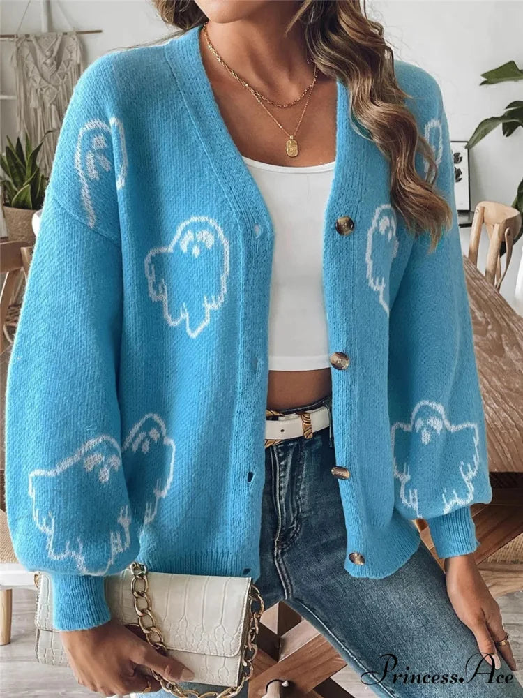 Animated Jacquard Halloween Button-up Cardigan cardigans-241228