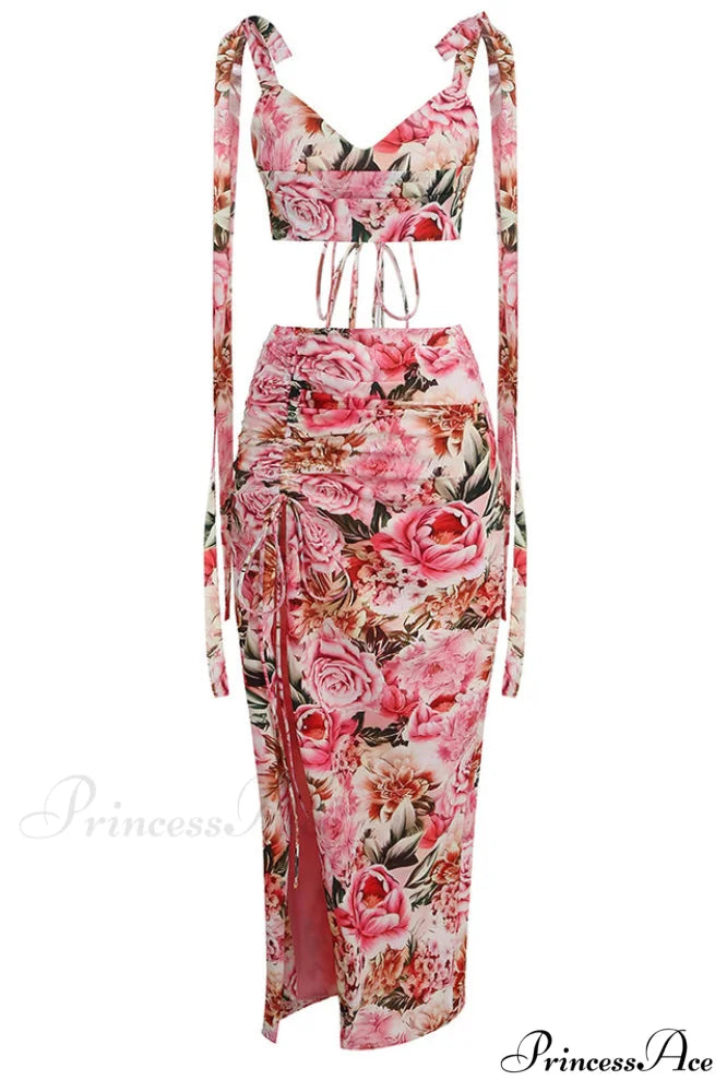 Annabella Floral Stylish Two Piece Set S / Pink