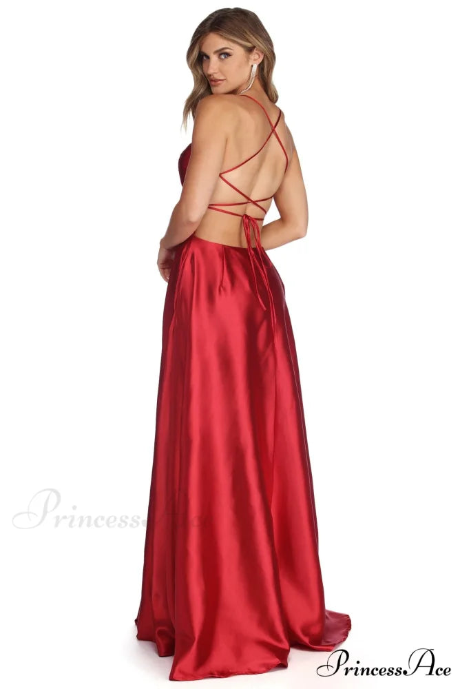 Anne Formal Stylish Lattice Satin Dress