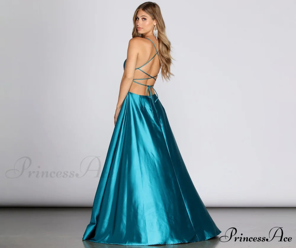 Anne Formal Stylish Lattice Satin Dress