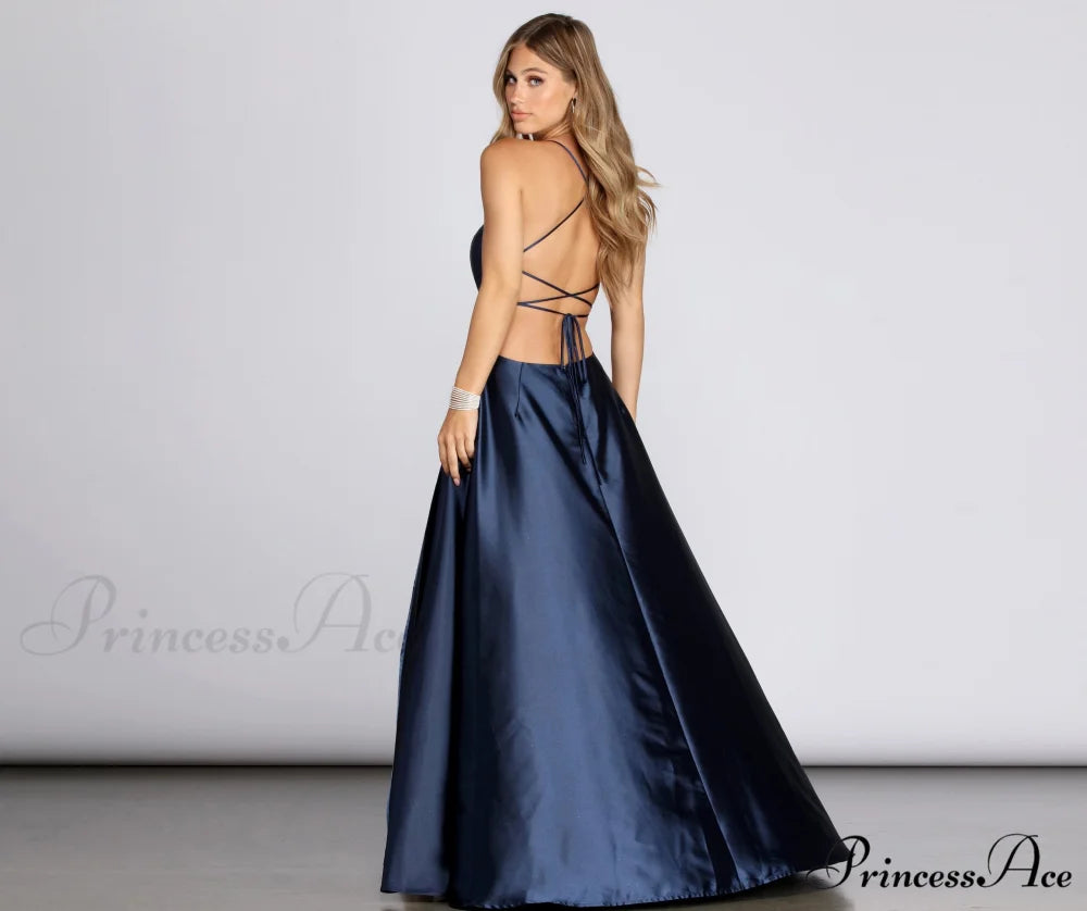 Anne Formal Stylish Lattice Satin Dress