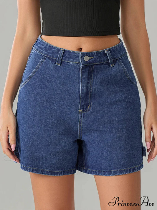 Antique Azure Button Denim Short Blue / S short-250223