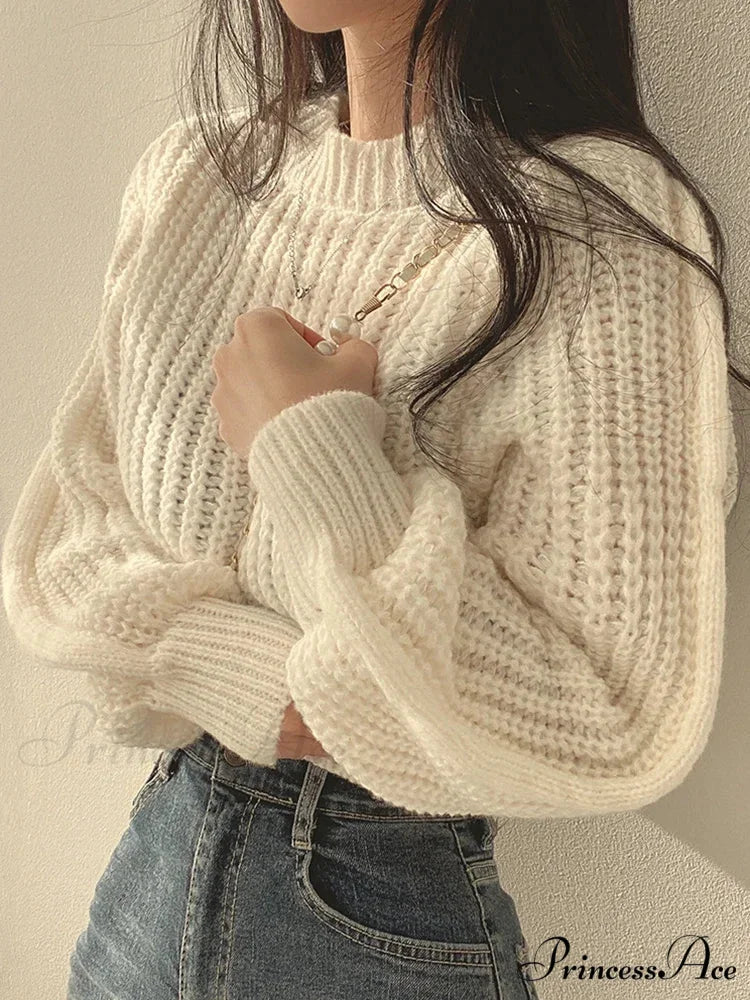 Antique Lantern Extended Sleeve Jumper Beige / One Size swraters-241228