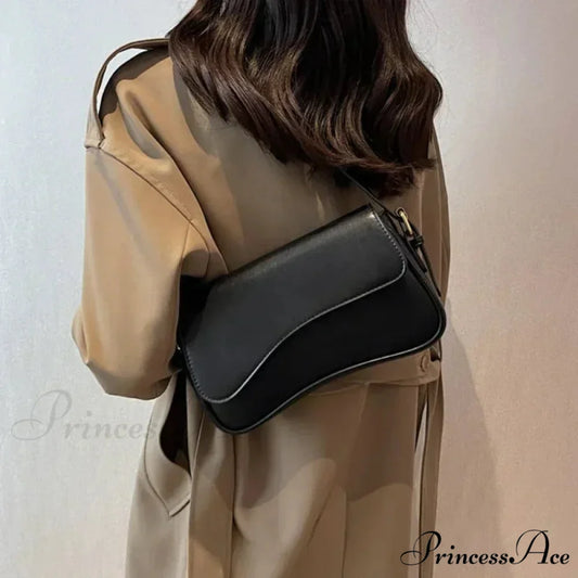 Antique Leather Designer Crossbody Shoulder Bag Black shoulder-250126