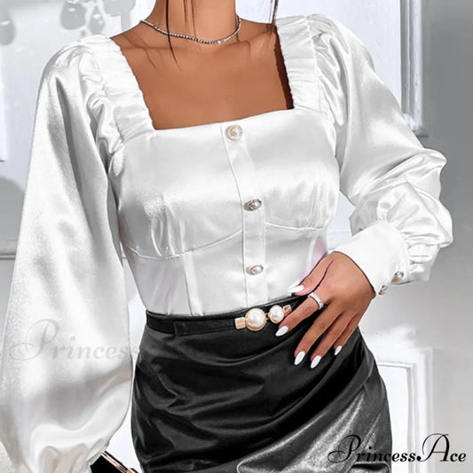 Antique Silk Baggy Extended Sleeve Blouse Tops blouse-250126