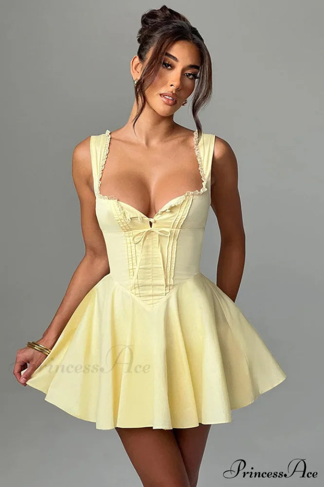 Antonella Elegant Mini Dress XS / Yellow