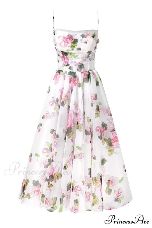 Apple Blossom Spaghetti Charming Strap Midi Dress XXS / Apple Blossom