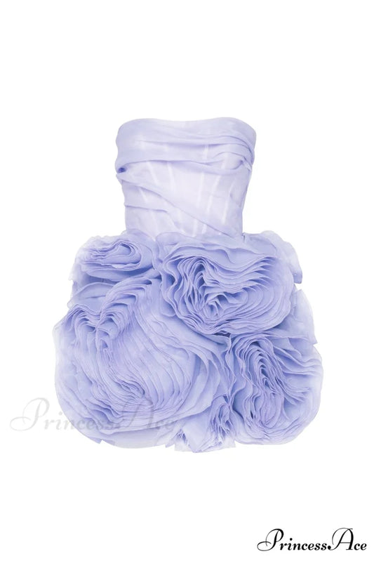 Appliqud Organza Stylish Lavender Mini Dress XXS / Lavender